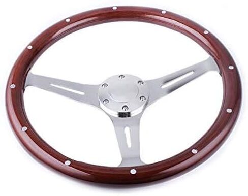 RASTP 15inch 380mm Racing Steering Wheel Wood Grain Steering Wheel Quick Release Steering Wheel Wood Trim Interior (Horn Button&Bolt Kit Set) in Kuwait