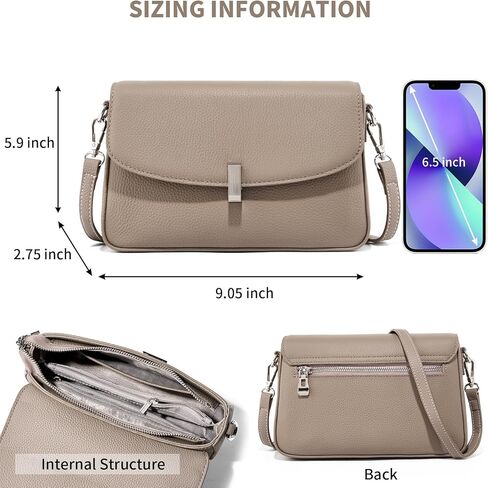 حقائب كروس من الجلد الطبيعي للنساء حقيبة صغيرة للهاتف الخلوي ومحفظة وحقائب كتف مع حزام قابل للتعديل in Kuwait
