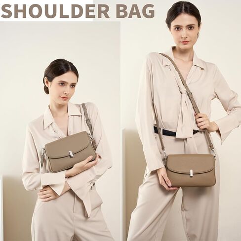 حقائب كروس من الجلد الطبيعي للنساء حقيبة صغيرة للهاتف الخلوي ومحفظة وحقائب كتف مع حزام قابل للتعديل in Kuwait