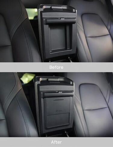 TPARTS Center Console Storage Drawer with Silicone Layer for Tesla Model 3/Y Accessories Interior, Translucent Smoke Gray Organizer Tray, Maximize Storage Space in Kuwait