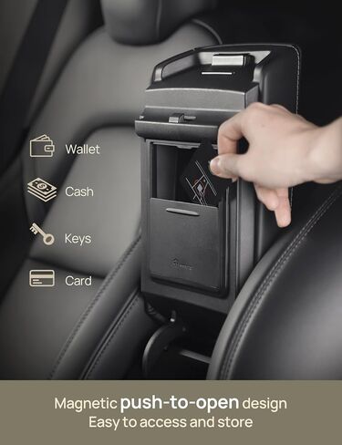 TPARTS Center Console Storage Drawer with Silicone Layer for Tesla Model 3/Y Accessories Interior, Translucent Smoke Gray Organizer Tray, Maximize Storage Space in Kuwait