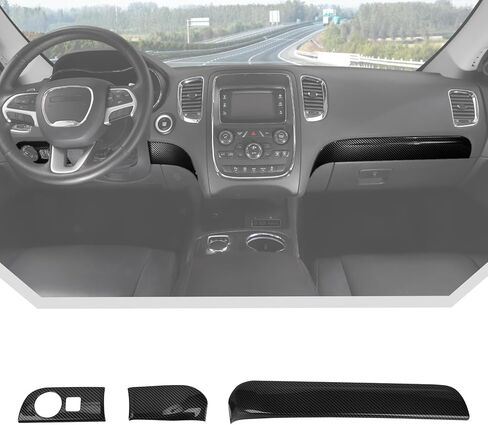 JeCar for Durango Carbon Fiber Interior Dash Panel Trim Kit Fit for 2014-2020 Dodge Durango Interior Accessories (3pcs) in Saudi Arabia