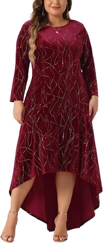 Agnes Orinda Plus Size Dresses for Women 3/4 Sleeves Mermaid High Low Hem Maxi Velvet Formal Dress in Saudi Arabia