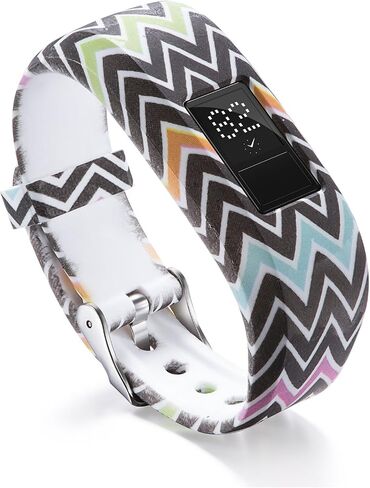 Compatible With Garmin Vivofit JR/JR 2/Vivofit 3 Bands Repacement,For Kids Boys Girls,Soft Silicone Pattern Adjustable Straps,Wristbands,Watch Band,With Secure Metal Clasp,Lagre&Small (Large, A) in Saudi Arabia