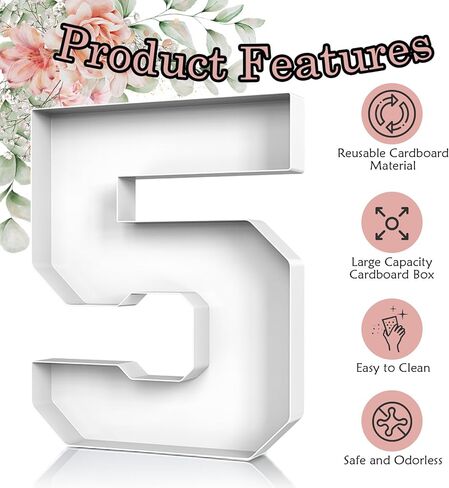 Cardboard Numbers for Charcuterie, 12'' Number Charcuterie Board Box, Number Paper Mache Box, Fillable Cardboard Numbers Food Tray for Party Decor Birthday Candy Chocolate Cupcake, Number 2, Gold in Kuwait