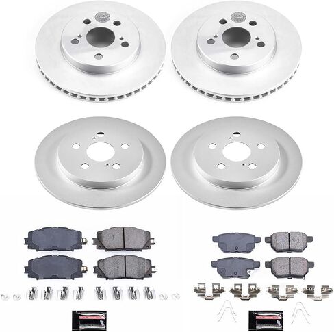 Power Stop CRK7632 Coated Brake Rotor and Ceramic Brake Pads- Front & Rear For Toyota Prius 2016-2022 [Model Specific] in Saudi Arabia