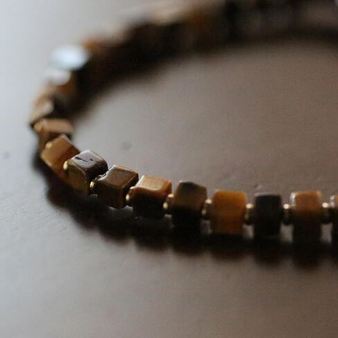 Mens Beaded Bracelets 4mm Square Natural Stone Bracelets for Men Black Onyx Matte Agate Tiger Eyes Lava Rock Hematite Bracelets for Men Christmas Birthday Gifts for Him in Kuwait