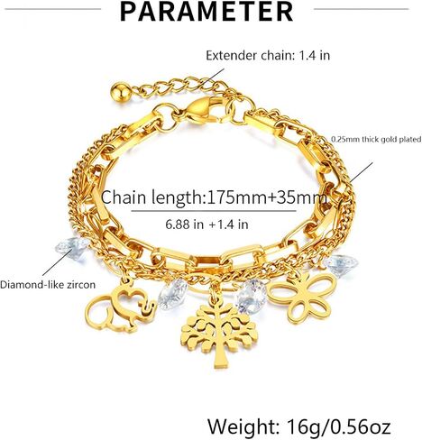 14k Real Gold Plated Silver Bracelet | Gold Bracelets Women's Trendy Chain Bracelet | Bridesmaid Bracelets Jewelry Gifts for Women in Kuwait