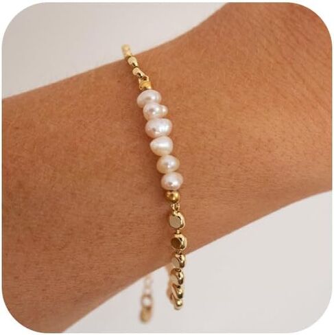 أساور اللؤلؤ الذهب للنساء العصرية، سوار الذهب لذيذ 14K الذهب مطلي سوار اللؤلؤ لطيف الذهب مطرز أساور سحر سوار الذهب كومة المجوهرات الذهبية للنساء هدايا الزفاف وصيفه الشرف in Kuwait