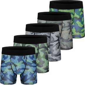 CONKEND Boys Boxer Briefs Big Boys Underwear Breathable Soft Mesh Performance Sport Boxers Briefs with Fly 5 Pack 14-16