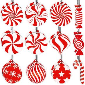 Demissle 24 Pcs Christmas Car Air Fresheners Bulk Red and White Candy Hanging Car Air Freshener Xmas Peppermint Candy Ornaments Holiday Rearview Mirror Decor for Women Car Accessories Xmas Gifts