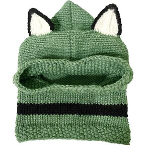 BIBITIME Knit Fox Hat for Women Winter Warm Cap Integrated Hooded Scarf Beanies