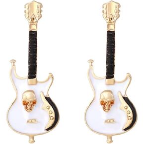 Electric Guitar Earrings, Gothic Skull Guitar Dangle Earrings for Women, Bohemian Punk Rock Guitar Vacation Earrings, Hip Hop Guitar Statement Earrings Summer Boho Jewelry