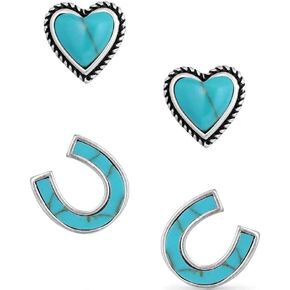 Montana Silversmiths Turquoise Heart & Horseshoe Earring Set - ER5807
