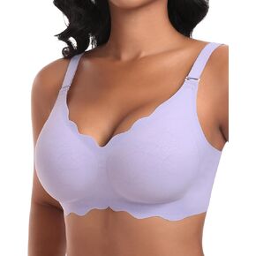 Ganado Wireless Bras for Women No Underwire Scalloped Seamless Bras with Support and Lift Padded T Shirt Bra Comfort Bralette