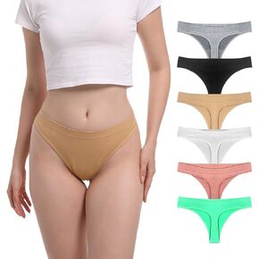 Seamless Thongs For Women Plus Size Low Waist Sexy Super Soft Underwear Women Tummy Control Panties Set Pack 6