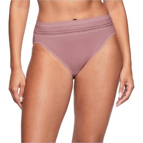 Warner's Women's No Pinching, No Problems Dig-Free Comfort Waist with Lace Microfiber Hi-Cut 5109J, Mauve Haze