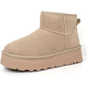 Women's Platform Mini Boots, Fur Boots Classic Ultra Mini Booties Comfortable Anti-Slip Lightweight Winter Snow Boots