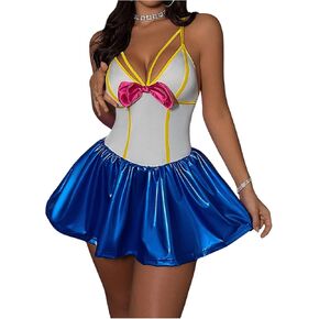 Milumia Women's Costumes Color Block Bow Front Cosplay Lingerie Dress