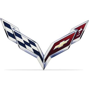 C7 Corvette Crossed Flag Wall Emblem Large Metal Art 2014 Through 2019 Full 24" by 15" in Size Cross Flag