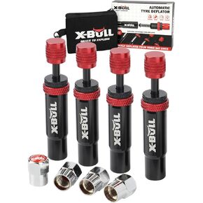 X-BULL Automatic Tire Deflator,Adjustable Offroad Accessries,4pcs Auto-Stop Tyre Air Down Tool Kit for 4 * 4 Vehicles,Truck,Jeep with Storage Bag