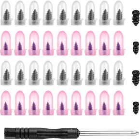 Lusofie 40 Pcs Tire Repair Kit with Plugs, Black Screw in Tire Plugs Self-Service Rubber Tire Screws with Screwdriver Tyre Repair Kit for Car Motorcycle Truck ATV Tire Puncture Repair(Black)