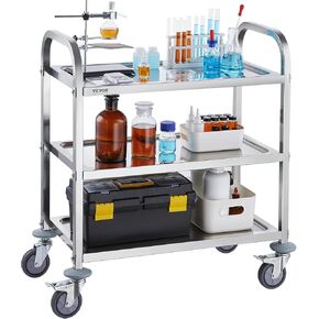 VEVOR Medical Cart, Salon Cart with Wheels, Mobile Trolley Cart 26.77"-42.91" Height Adjustable, Metal Salon Stations for Hair Stylist, Rolling Desktop Lab Cart for Clinic, Beauty and Salon