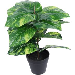 Holibanna Realistic Faux Scindapsus Potted Plant for Decor Indoor Fake Plant with Elegant Pot Ideal for Bedroom Living Room and Office Plant Stand