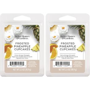 Better Homes and Gardens Scented Wax Cubes 2.5oz 2-Pack (2 Frosted Pineapple Cupcakes), Light Yellow, BH&G 2.5x2