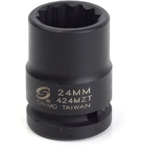 Sunex 424mzt 3/4-Inch Drive مقبس صدمات جداري رفيع 24 مم 12 نقطة
