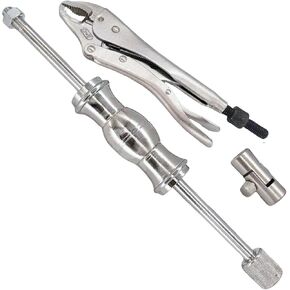 Slide Hammer Locking Pliers Set, 9 inch Locking Pliers, Sturdy 2 Pound Slide Hammer,Swivel Grip Attachment for Nail, Bolt, Pin, Seal, CV Axle Removal Tool