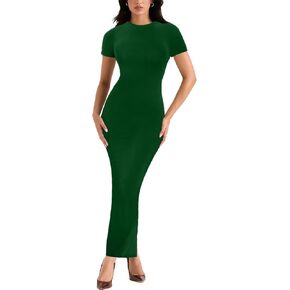 Women's Summer Bodycon Maxi Dress - Short Sleeve Slit Going Out Club Party Long Pencil Sheath Dresses