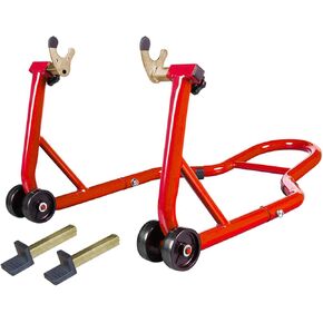 BIG RED Motorcycle Stand 500LB, Adjustable Sport Bike Front and Rear Wheel Lift Stands, Fit for Yamaha, Kawasaki, Honda, Suzuki, Black, U+L