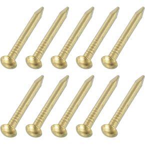 uxcell 100Pcs Small Hardware Nails, 1.2 x 20mm Brass Round Head Nail Common Finishing Nail for Household Woodworking Picture Hanging DIY Projects, Gold