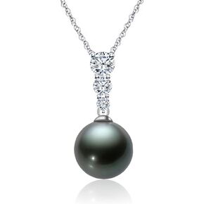 Gifts for Women-Tahitian-Black-Pearl-Necklace-Gift for Wife Wedding Birthday Anniversary-Mom Girlfriend Her Mothers Day Valentines Day Christmas-18K Gold Plated Sterling Silver Pearl Pendant NO003