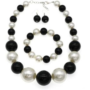 JNF Chunky Big Pearl Necklace for Women Faux Pearls Necklace set Large Beaded Pearl Collar Choker Necklaces Christmas Jewelry