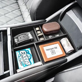 Center Console Organizer Storage Tray Compatible with 2024 VW Atlas and Cross Sport Accessories, Middle Console Storage Box Armrest Tray Atlas Insert Organizer, Black