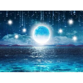 Starry Sky Ocean Moon and Stars Large Tapestry Wall Hanging Cloth Home 3D Cosmic Galaxy Space Tapestry Decoration Hanging Shelves Tablecloth for Bedroom Living Room 60''x 60''