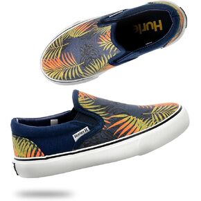Hurley Kids Canvas Slip On Sneakers – Low Cut Skateboarding Shoes for Kids, Sports Shoes for Boys and Girls, Casual Sneakers