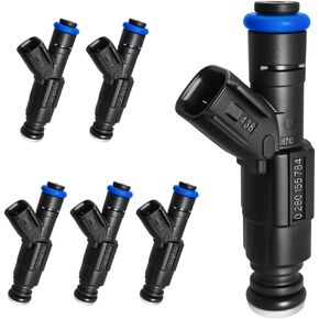 Upgraded 4 Holes Fuel Injectors Fit For Jeep: Wrangler / (Grand) Cherokee, For Dodge: Ram 1500 2500 3500 Van, V6 4.2L / V8 5.0L 1999-2004, Replace # 0280155784 (6 Pcs)