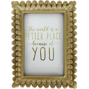 Vintage Picture Frame 5x7 Antique Brass Gold Photo Frames Baroque Art Deco with Glass Front Tabletop Display & Wall Mount(5x7 Antique Gold)