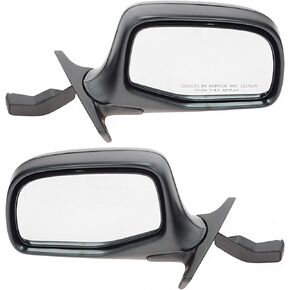 TRQ Driver & Passenger Side Mirror Set Manual with Textured Housing Compatible with 1992-1996 Ford Bronco 1992-1997 F-150 F-250 1997 F-250 HD F-350 FO1320152 FO1321152
