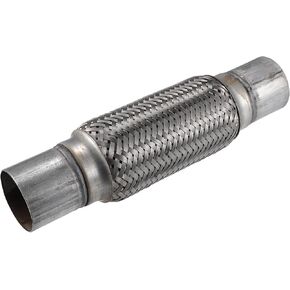 X AUTOHAUX 60x295mm Car Exhaust Flexible Pipe Tubing Universal Exhaust Joint with Welding Extension Pipe Stainless Steel Silver Tone