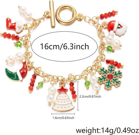 Christmas Charm Bracelets Cute Christmas Tree Pendant Bracelet Colorful Beaded Santa Claus Christmas Tree Stockings Snowflake Gift Box wreath crutch Candy Elk Pendant Bracelet for Christmas Party in Saudi Arabia