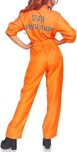 Orange Prison Jumpsuit Costume Women Men Jail Halloween Costumes Couples Matching Prisoner Cosplay Outfits in Kuwait