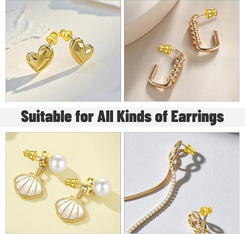 Earring Backs - 8pcs Locking Earring Backs for Studs, Hypoallergenic 18k Gold Colour Retention Earring Backs Replacements for Studs Droopy Ears (Gold and Silver) in Saudi Arabia
