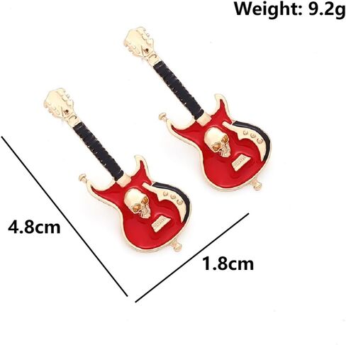Electric Guitar Earrings, Gothic Skull Guitar Dangle Earrings for Women, Bohemian Punk Rock Guitar Vacation Earrings, Hip Hop Guitar Statement Earrings Summer Boho Jewelry in Saudi Arabia