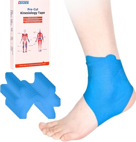 شريط علم الحركة للكاحل مقطوع مسبقًا من IEADEN، 10 قطع - شريط رياضي قطني مقاوم للماء ومرن وقابل للتنفس وخالي من اللاتكس، يوفر الدعم والثبات للعضلات - مثالي للجري والمشي لمسافات طويلة وركوب الخيل وما إلى ذلك. in Kuwait