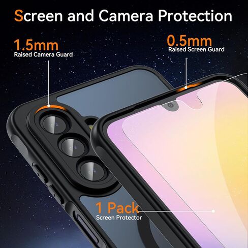 جراب BESINPO مغناطيسي لهاتف Samsung Galaxy A25 5G، حماية من السقوط من الدرجة العسكرية مع واقي شاشة من الزجاج المقسى وغطاء ممتص للصدمات رفيع لهاتف Samsung A25 5G (أسود) in Kuwait