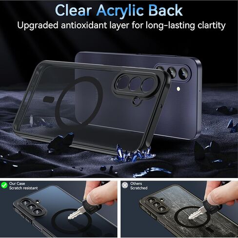 جراب BESINPO مغناطيسي لهاتف Samsung Galaxy A25 5G، حماية من السقوط من الدرجة العسكرية مع واقي شاشة من الزجاج المقسى وغطاء ممتص للصدمات رفيع لهاتف Samsung A25 5G (أسود) in Kuwait